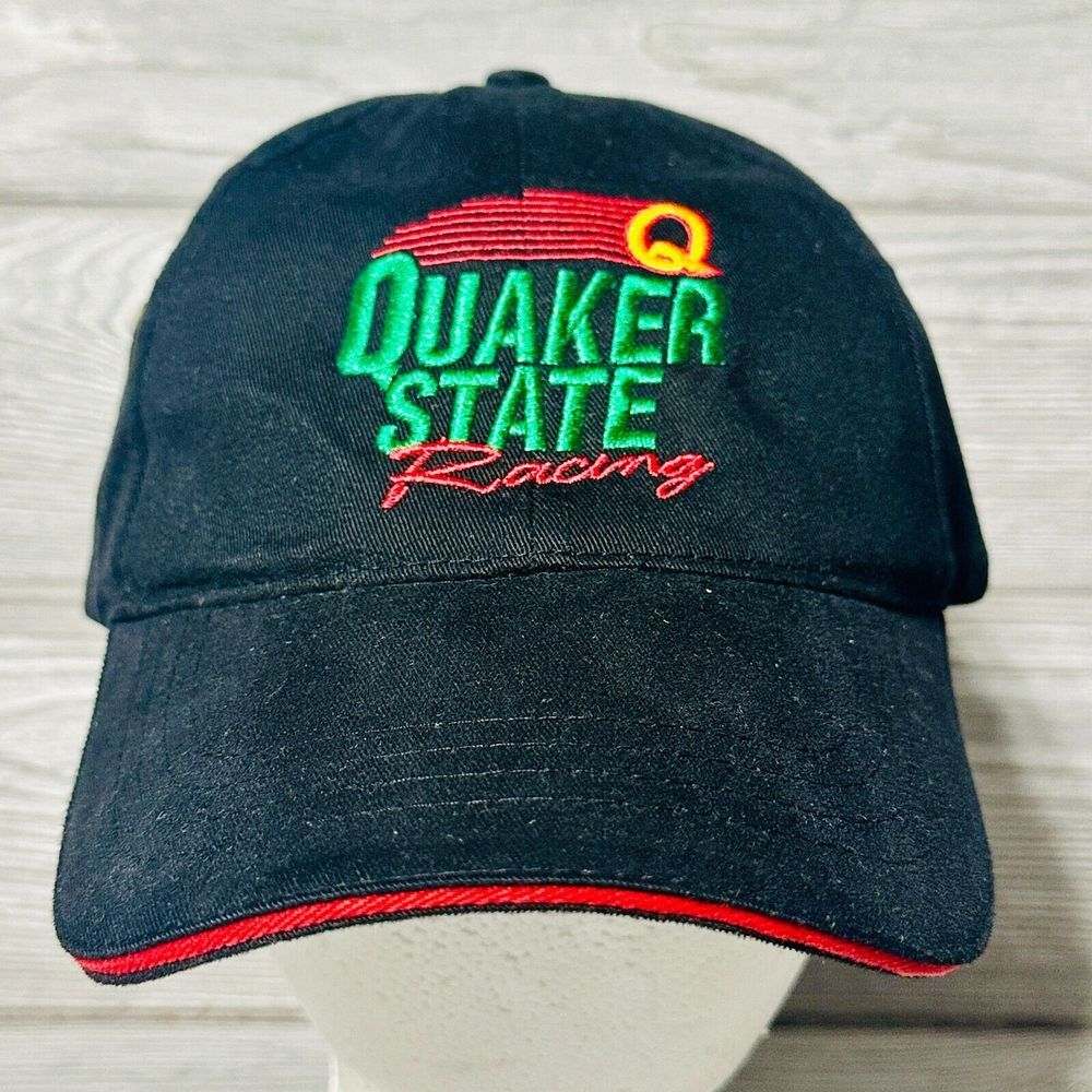 Quaker State Racing Hat‎ Black Embroidered Adjustable Buckle Strapback Cap Mens